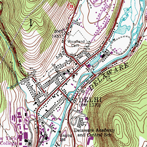 Topographic Map of Delhi, NY