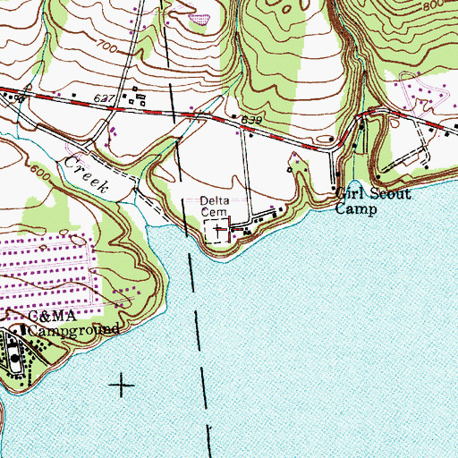 Topographic Map of Delta Cemetery, NY