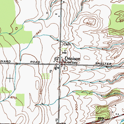 Topographic Map of Denison Corner, NY
