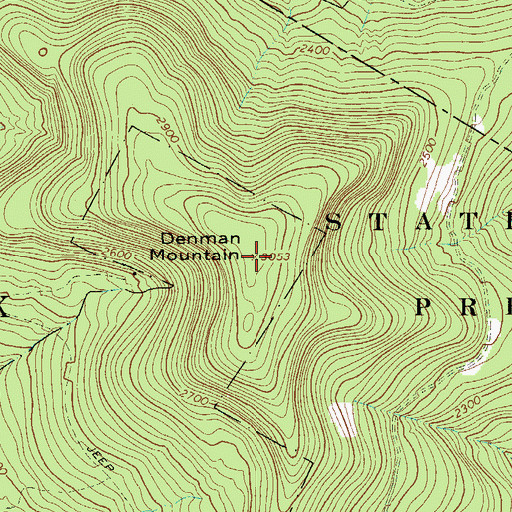 Topographic Map of Denman Mountain, NY