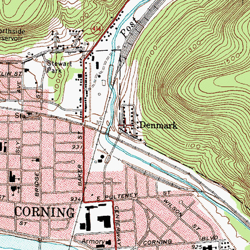 Topographic Map of Denmark, NY