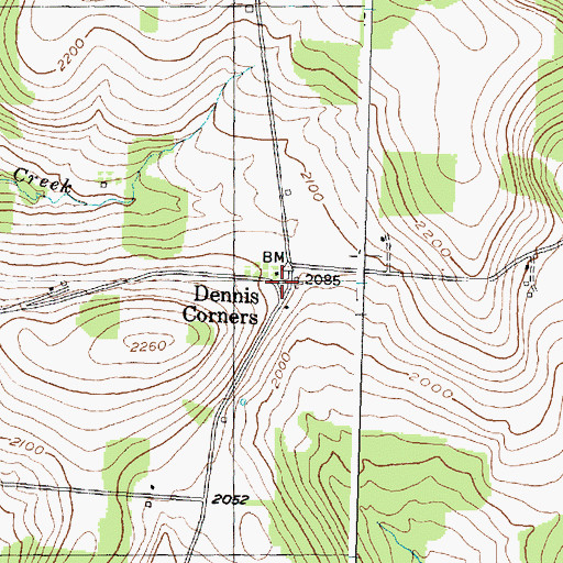 Topographic Map of Dennis Corners, NY