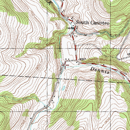 Topographic Map of Dennis Creek, NY