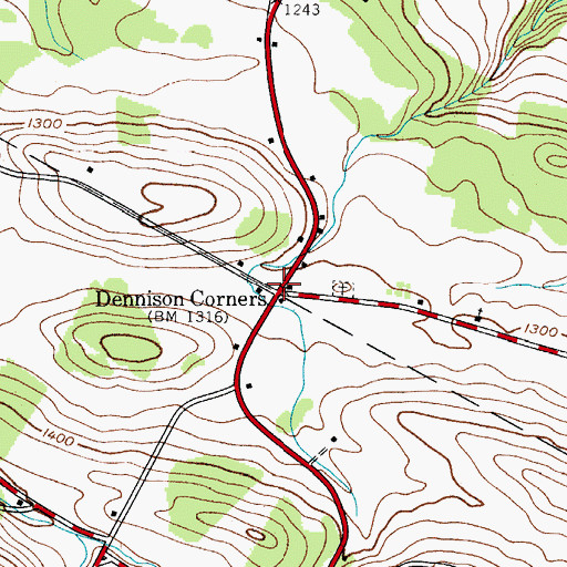 Topographic Map of Dennison Corners, NY