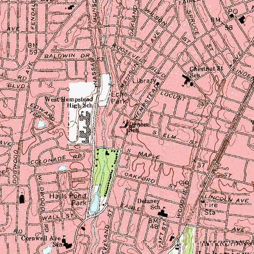 Topographic Map of Hebrew Academy of Nassau County, NY