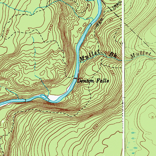 Topographic Map of Denton Falls, NY