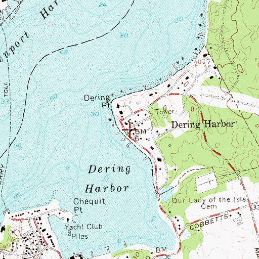Topographic Map of Dering Harbor, NY