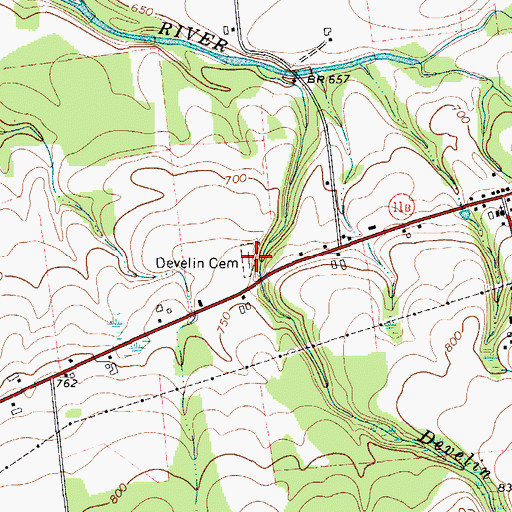 Topographic Map of Develin Cemetery, NY