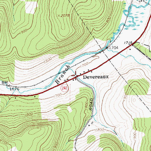 Topographic Map of Devereaux, NY