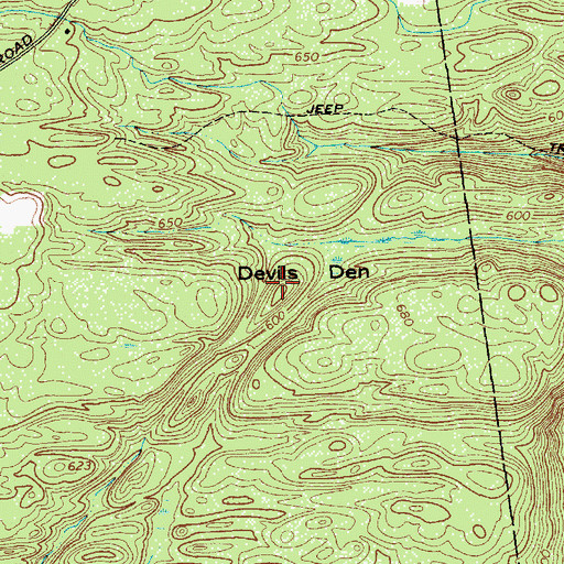 Topographic Map of Devils Den, NY