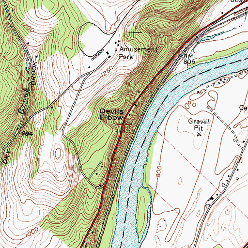 Topographic Map of Devils Elbow, NY