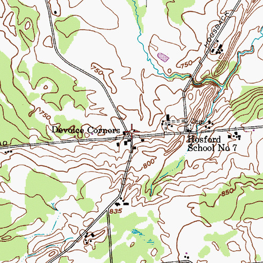 Topographic Map of Devoice Corners, NY