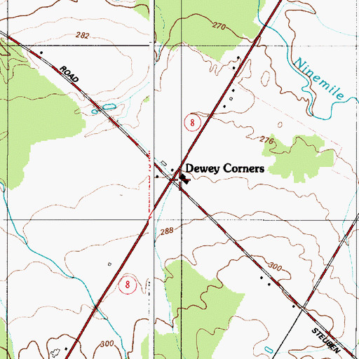 Topographic Map of Dewey Corners, NY