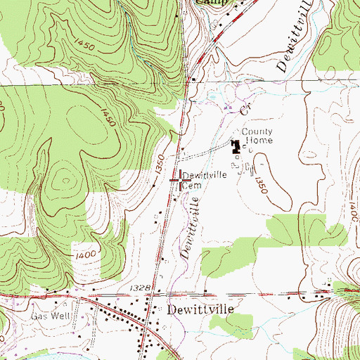 Topographic Map of Dewittville Cemetery, NY