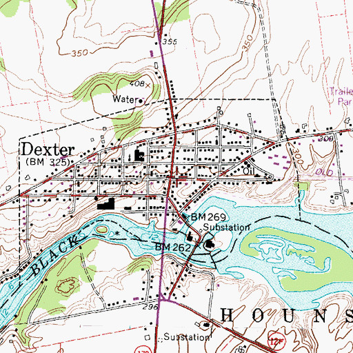 Topographic Map of Dexter, NY