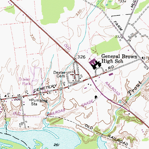 Topographic Map of Dexter Cemetery, NY