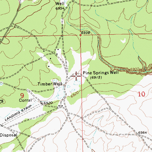 Topographic Map of Pine Springs Well, AZ