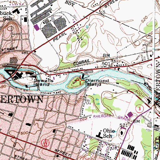 Topographic Map of Diamond Island, NY
