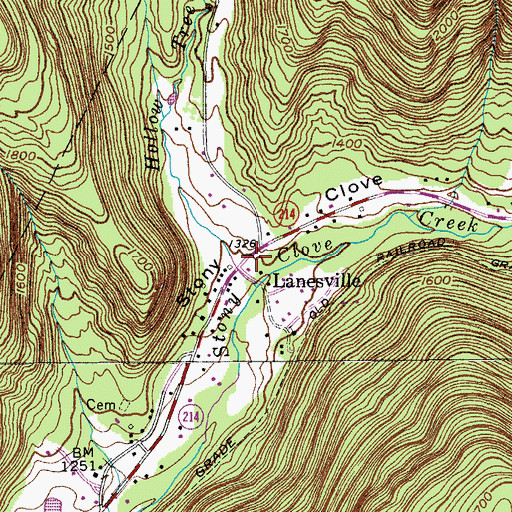 Topographic Map of Diamond Notch Hollow, NY