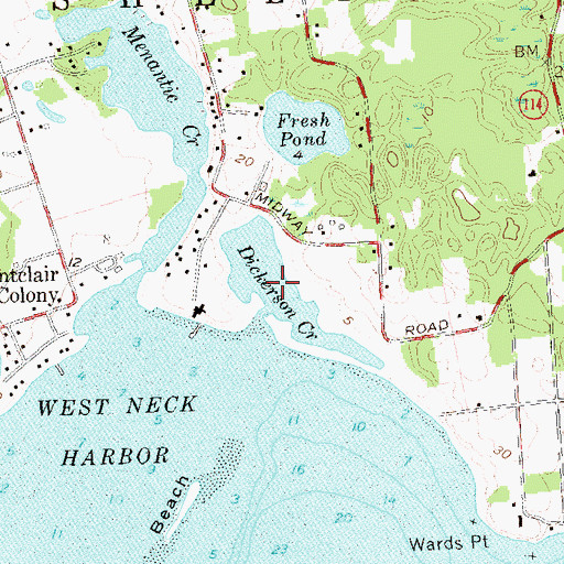 Topographic Map of Dickerson Creek, NY
