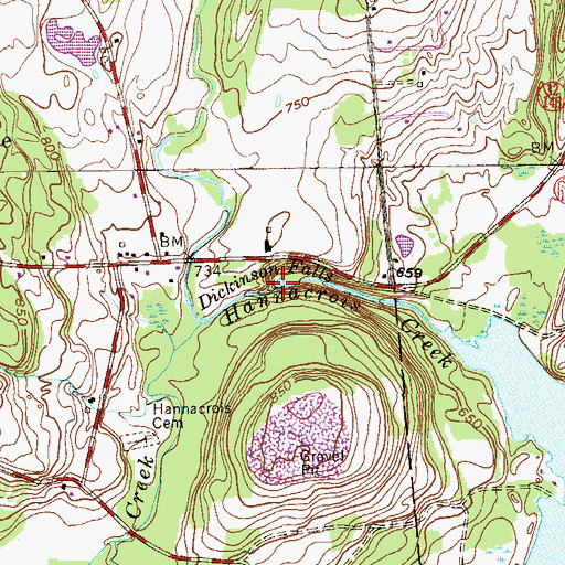Topographic Map of Dickinson Falls, NY