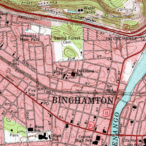 Topographic Map of Daniel S Dickinson School, NY