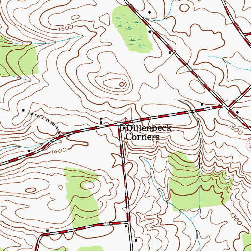 Topographic Map of Dillenbeck Corners, NY
