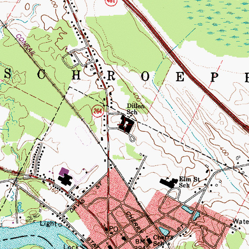 Topographic Map of Dillon School, NY