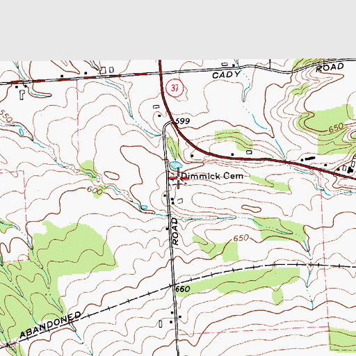 Topographic Map of Dimmick Cemetery, NY