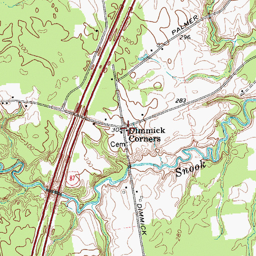 Topographic Map of Dimmick Corners, NY
