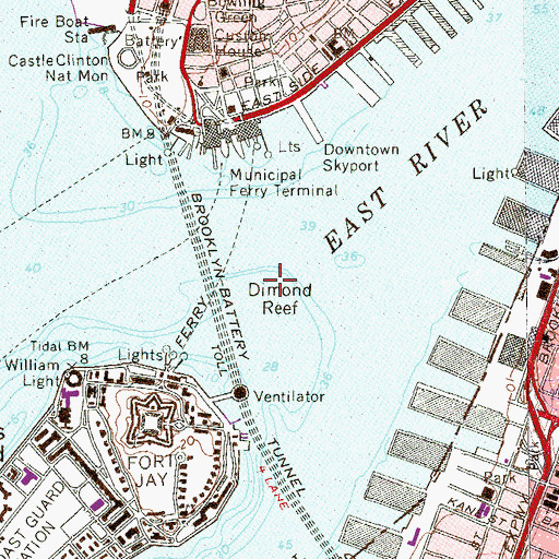Topographic Map of Dimond Reef, NY