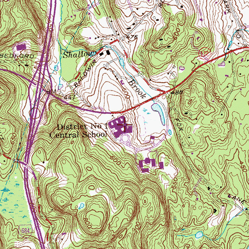 Topographic Map of District Number 1 Central School, NY