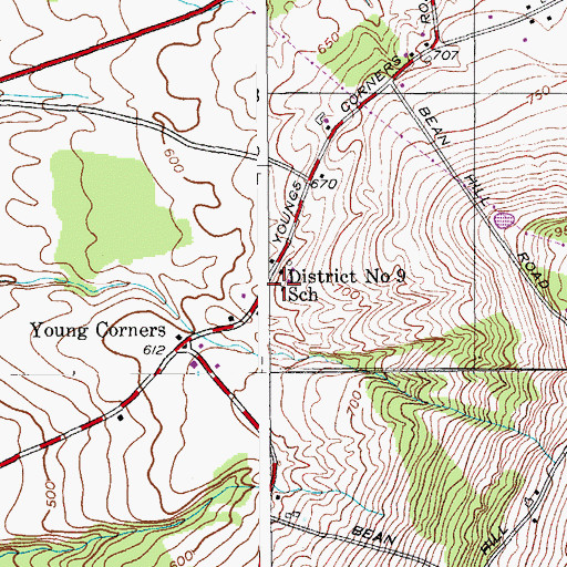 Topographic Map of District Number 9 School (historical), NY