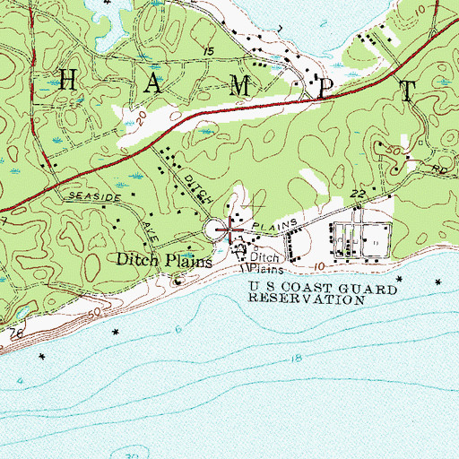 Topographic Map of Ditch Plains, NY