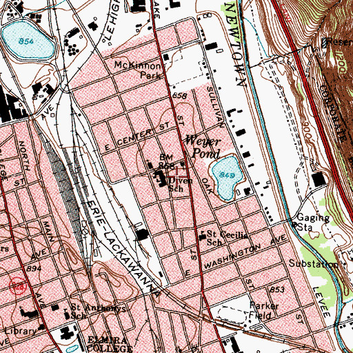 Topographic Map of Diven School, NY