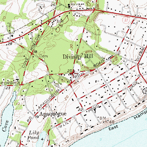 Topographic Map of Divinity Hill, NY