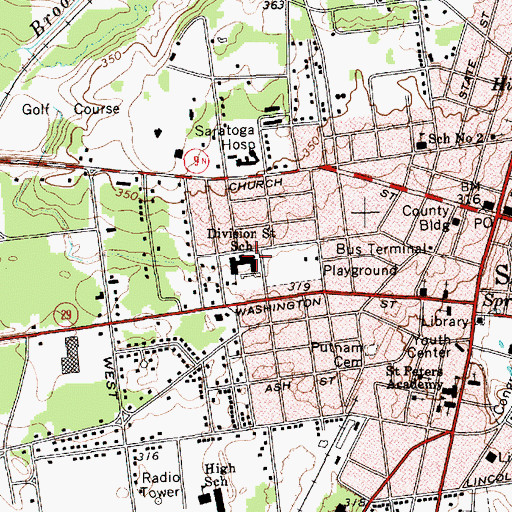 Topographic Map of Division Street Elementary School, NY