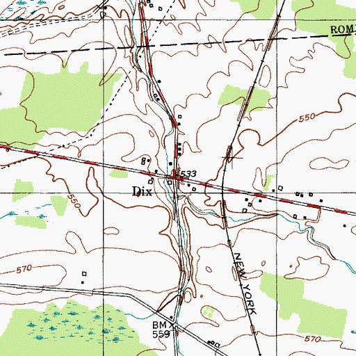 Topographic Map of Dix, NY