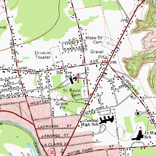 Topographic Map of Hudson Falls Primary School, NY