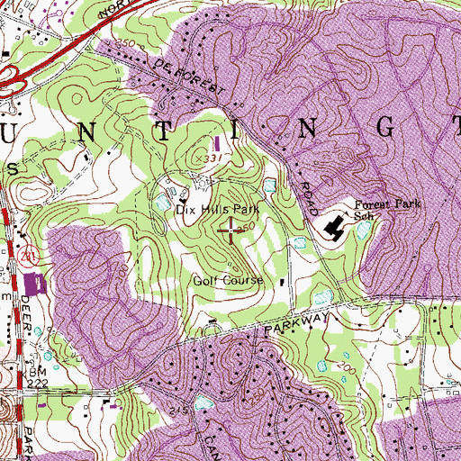 Topographic Map of Dix Hills Park, NY