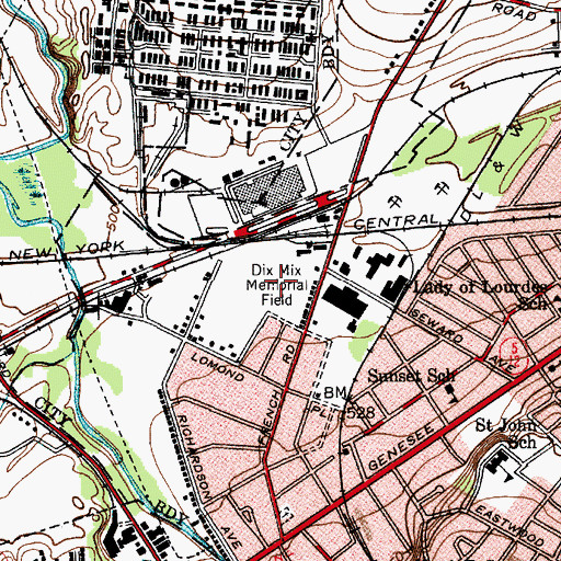 Topographic Map of Dix Mix Memorial Field, NY