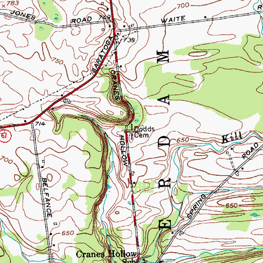 Topographic Map of Dodds Cemetery, NY