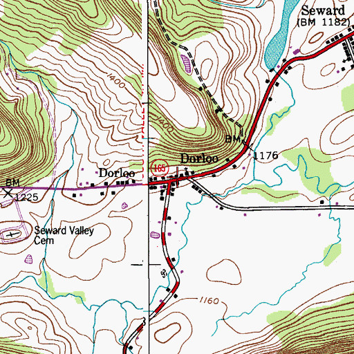 Topographic Map of Dorloo, NY