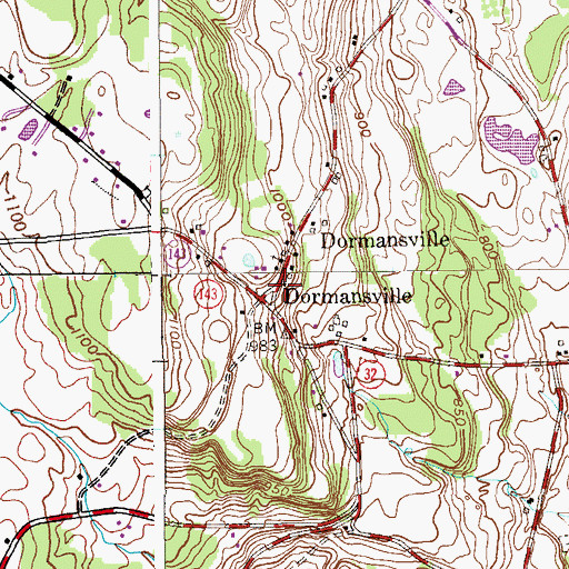 Topographic Map of Dormansville, NY