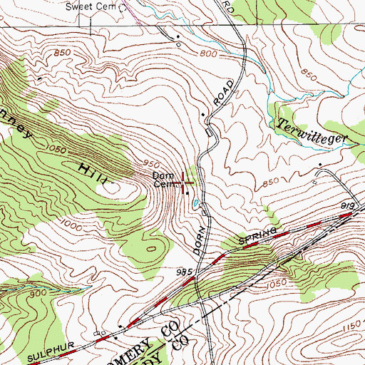 Topographic Map of Dorn Cemetery, NY