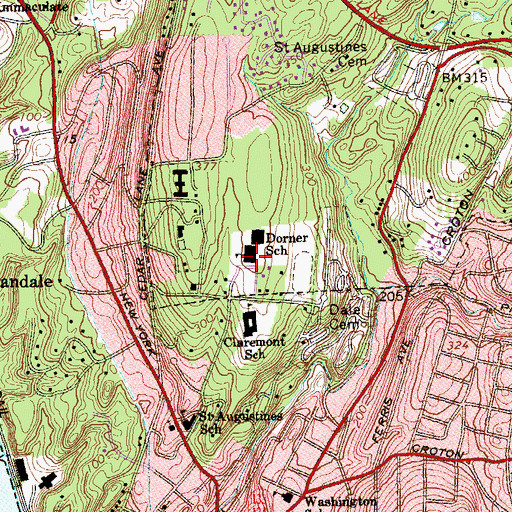 Topographic Map of Anne M Dorner Middle School, NY