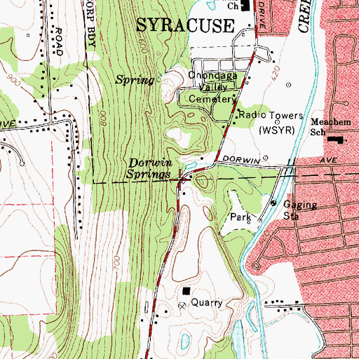 Topographic Map of Dorwin Springs, NY