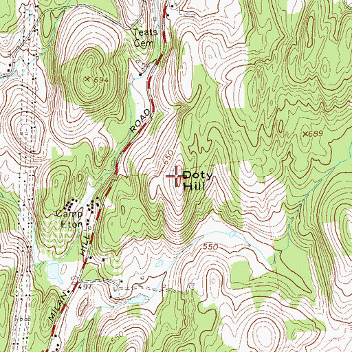 Topographic Map of Doty Hill, NY