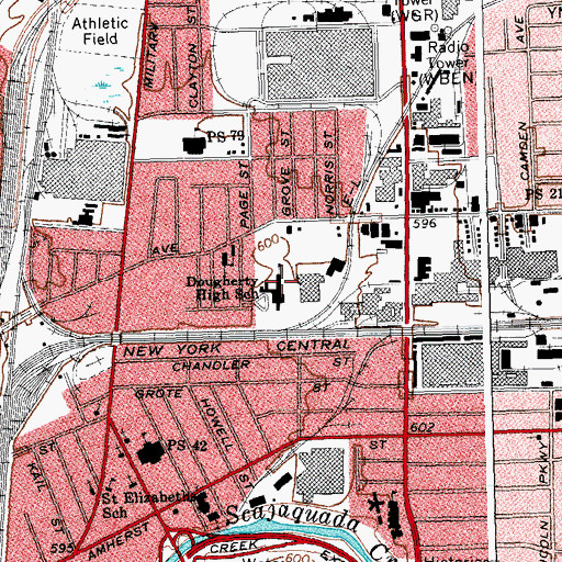 Topographic Map of Dougherty High School, NY