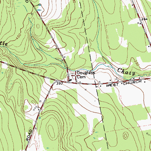 Topographic Map of Douglass Cemetery, NY